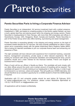 Pareto Securities Paris is hiring a Corporate Finance Advisor