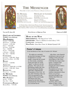 February 8, 2015 Weekly Bulletin - Our Lady of Lourdes & St. Michael