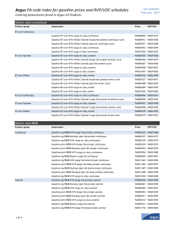Argus PA code index for gasoline prices and RVP