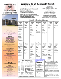 Current Bulletin - St. Benedict`s Catholic Church