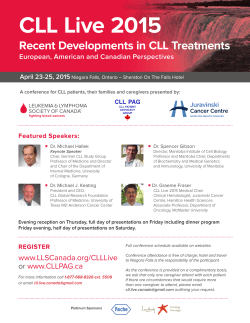 CLL Live 2015 - CLL Patient Advocacy Group (CLLPAG)