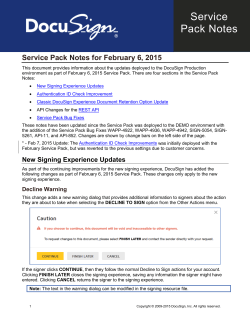 DocuSign February Service Pack Notes (deployment to Production