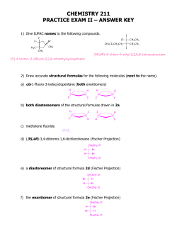 CHEMISTRY 211 PRACTICE EXAM II – ANSWER