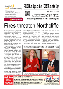 Fires threaten Northcliffe - Katanning Community Resource Centre