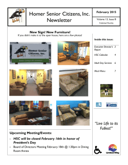 Monthly Newsletter - Homer Senior Citizens, Inc.