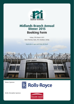 Midlands Branch Annual Dinner 2015 Booking Form