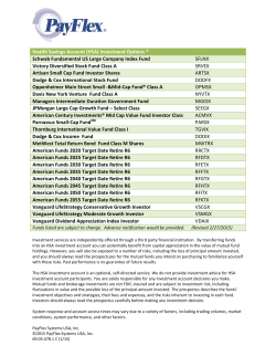 Health Savings Account (HSA) Investment Options * Schwab