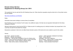 Dorset Library Service Reading Group List 2014