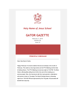 GATOR GAZETTE - Holy Name of Jesus School