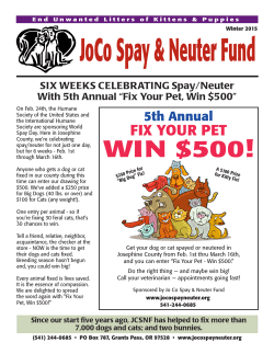 Fix Your Pet, Win $500 - JoCo Spay & Neuter Fund