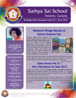 Newsletter - Sathya Sai School of Canada