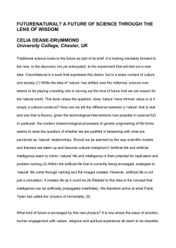 FUTURENATURAL? A FUTURE OF SCIENCE THROUGH