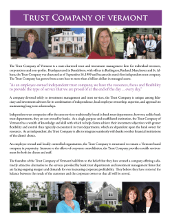 Our Brochure - The Trust Company of Vermont