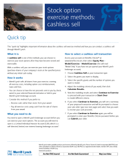 Stock option exercise methods: cashless sell