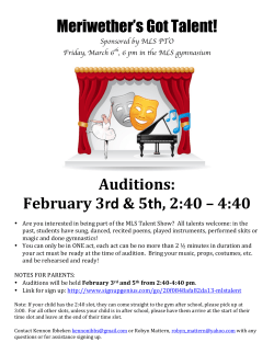 Meriwether`s Got Talent! Auditions: February 3rd