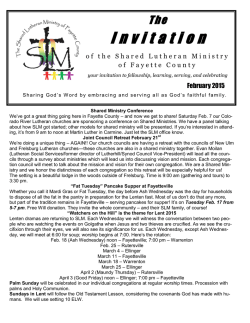 February newsletter - Shared Lutheran Ministry