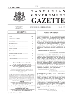 04 February 2015 - Tasmanian Government Gazette
