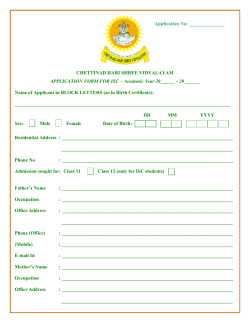 Application Form for ISC - Chettinad Hari Shree Vidyalayam
