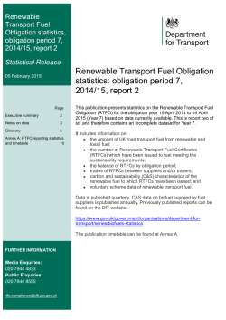 Renewable Transport Fuel Obligation statistics: 2014/15