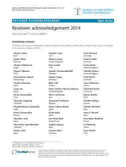 Reviewer acknowledgement 2014 - Journal of Orthopaedic Surgery