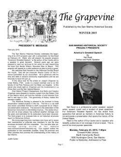 Winter 2015 Newsletter, The Grapevine
