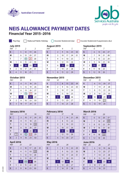 NEIS Payment Calender Financial Year 2015-2016