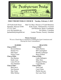 FIRST PRESBYTERIAN CHURCH Tuesday, February 3, 2015 120