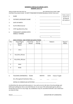 Application form for Contractual teachers