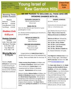 Weekly Announcements - Young Israel of Kew Gardens HIlls