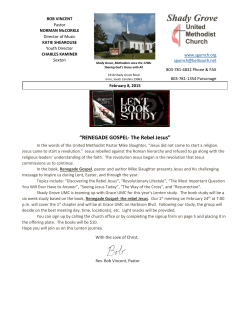 Weekly Bulletin - Shady Grove United Methodist Church, Irmo
