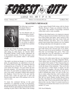 MASTER`S MESSAGE - Forest City Masonic Lodge No. 388