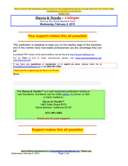 Wednesday - Haves & Needs