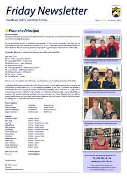 Friday Newsletter - Goulburn Valley Grammar School