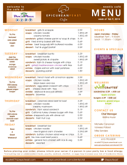 Epicurean Feast Weekly Menu