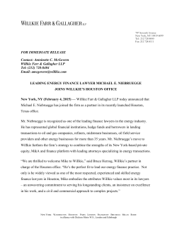 Michael E. Niebruegge Joins Willkie`s Houston Office