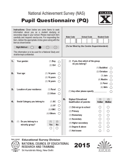 Pupil Questionnaire (PQ) - Goa Board of Secondary and Higher