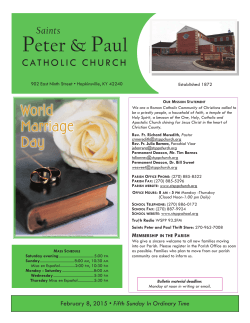 February 8, 2015 Bulletin - Saints Peter and Paul Catholic Church