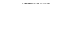 TEACHING SUPPLEMENTARY VACANCY LIST FOR 2015