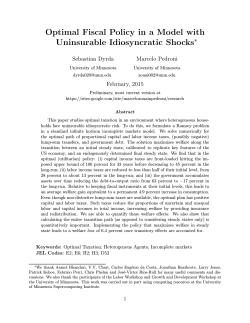 Optimal Fiscal Policy in a Model with Uninsurable Idiosyncratic Shocks