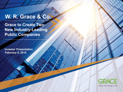 WR Grace & Co. - W.R. Grace to Separate Into Two Industry