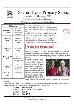 Current Newsletter - Sacred Heart Primary School, Wilsonton