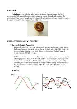 INDUCTOR An inductor, also called a coil or