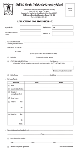 Application for XIs - BS Mootha Girls Senior Secondary School