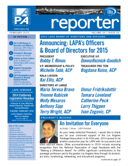 Announcing: LAPA`s Officers & Board of Directors for 2015