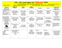 UCS Hot Lunch Menu for FEBRUARY 2015