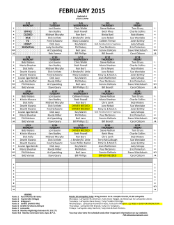 January Driving Schedule