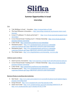 Summer Opportunities in Israel