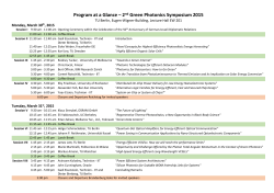 Program at a Glance - Green Photonics Symposium 2015