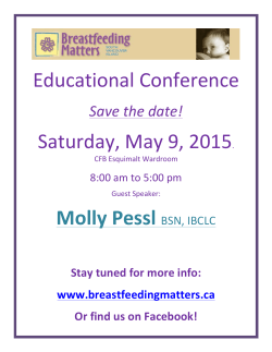 Educational Conference Saturday, May 9, 2015. Molly Pessl BSN
