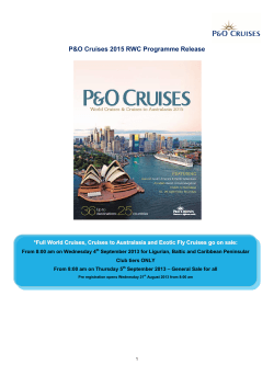 P&O Cruises 2015 RWC Programme Release